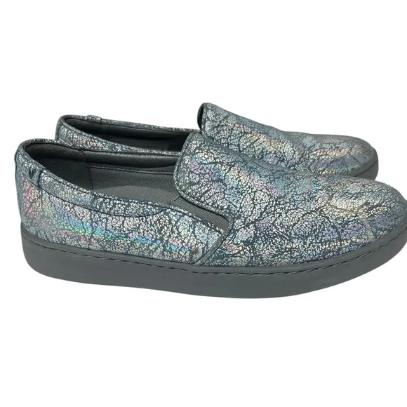 Vionic Avery Pro Metallic Leather Slip-On Shoe Slip Resistant Blue Gray 9 - Picture 4 of 16